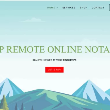 Whimsical cartoon-themed remote notary website design for Nova Notary Online